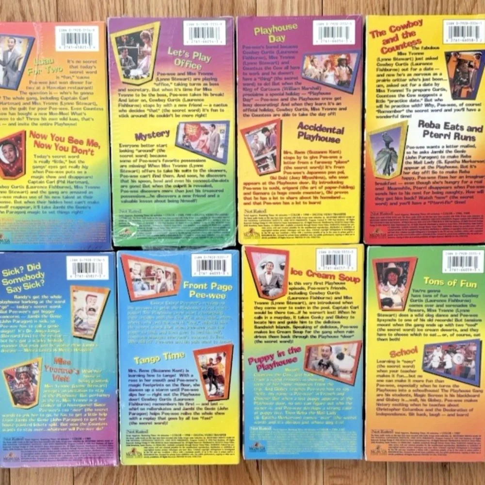 Pee Wee's Playhouse VHS Set of 11 Tapes - 9 are Factory Sealed PeeWee Herman